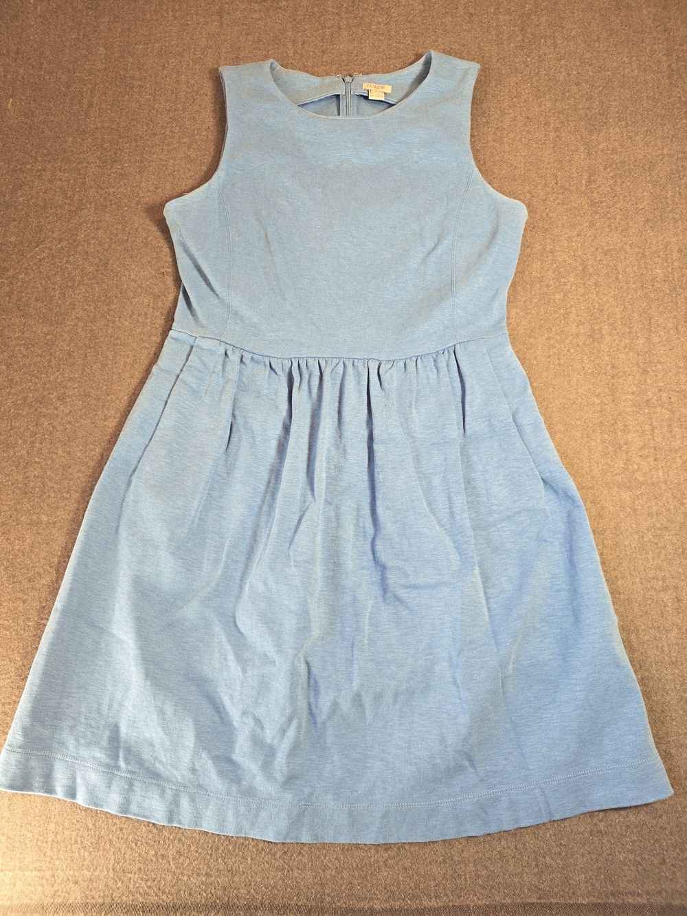 J.CREW Light Blue Sleeveless Gathered Waist Dress Pockets Women's Small - Picture 2 of 14